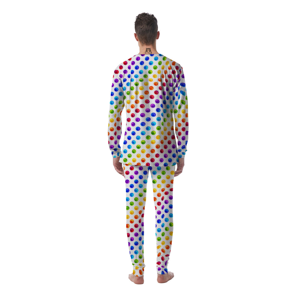 Colored Polka Dots Rainbow Print Pattern Men's Pajamas-grizzshop