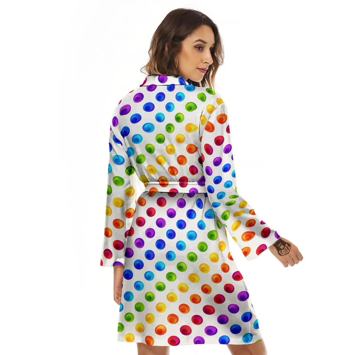 Colored Polka Dots Rainbow Print Pattern Women's Robe-grizzshop