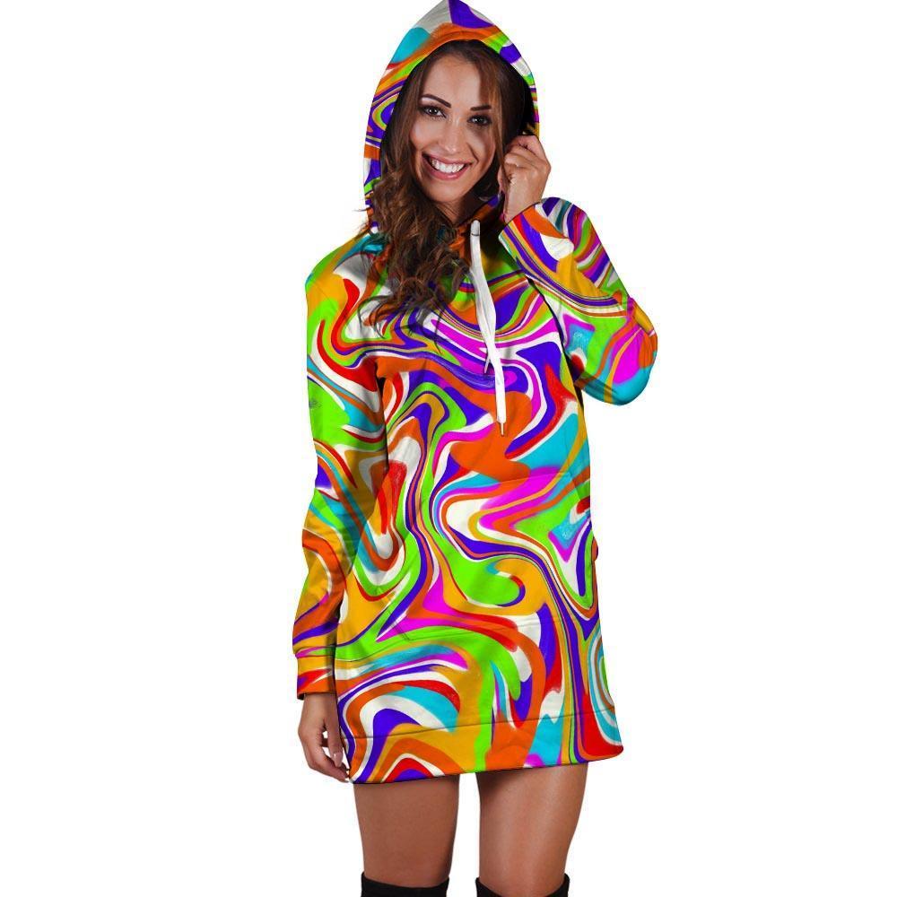 Colorful Abstract Hoodie Dress-grizzshop