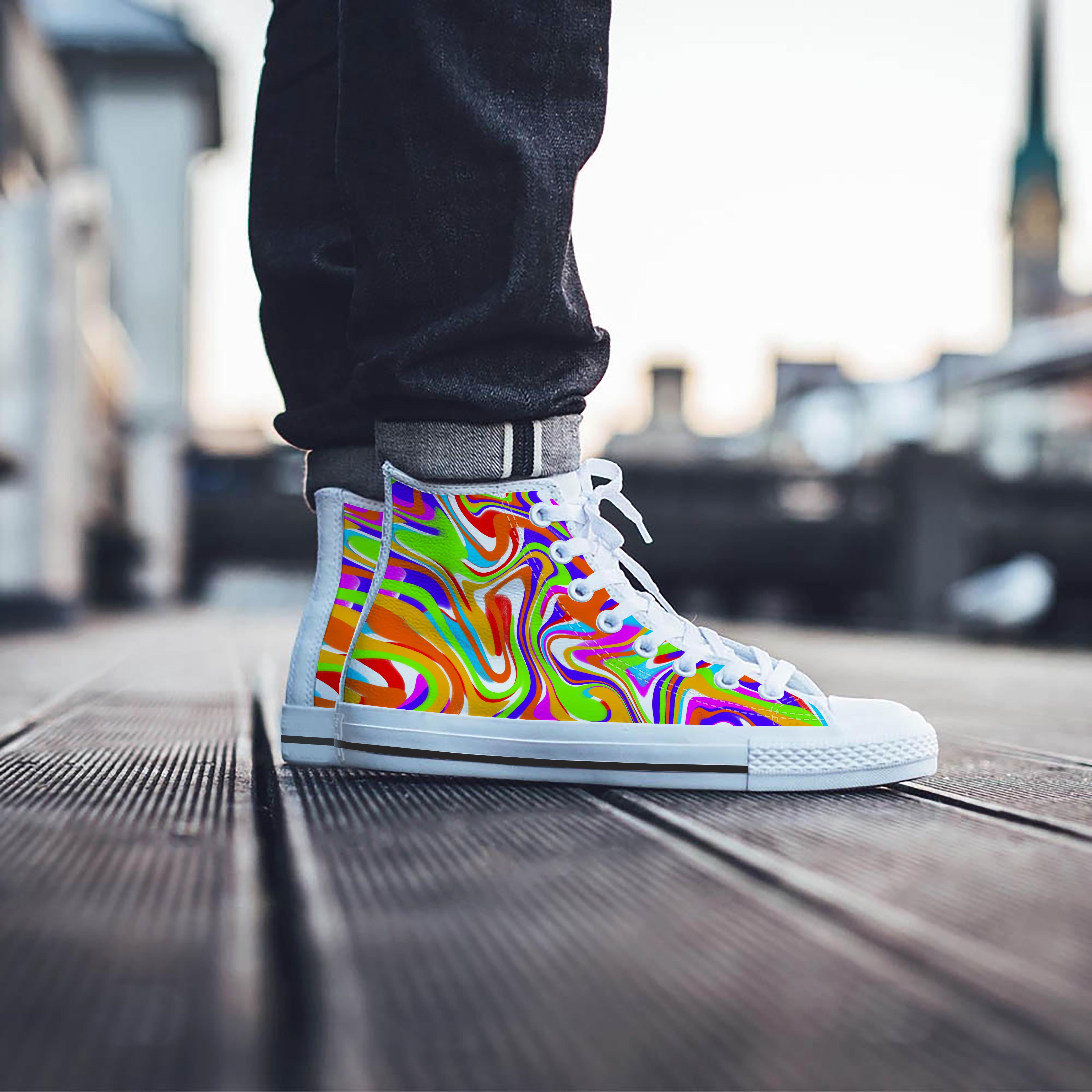 Colorful Abstract Men's High Top Shoes-grizzshop
