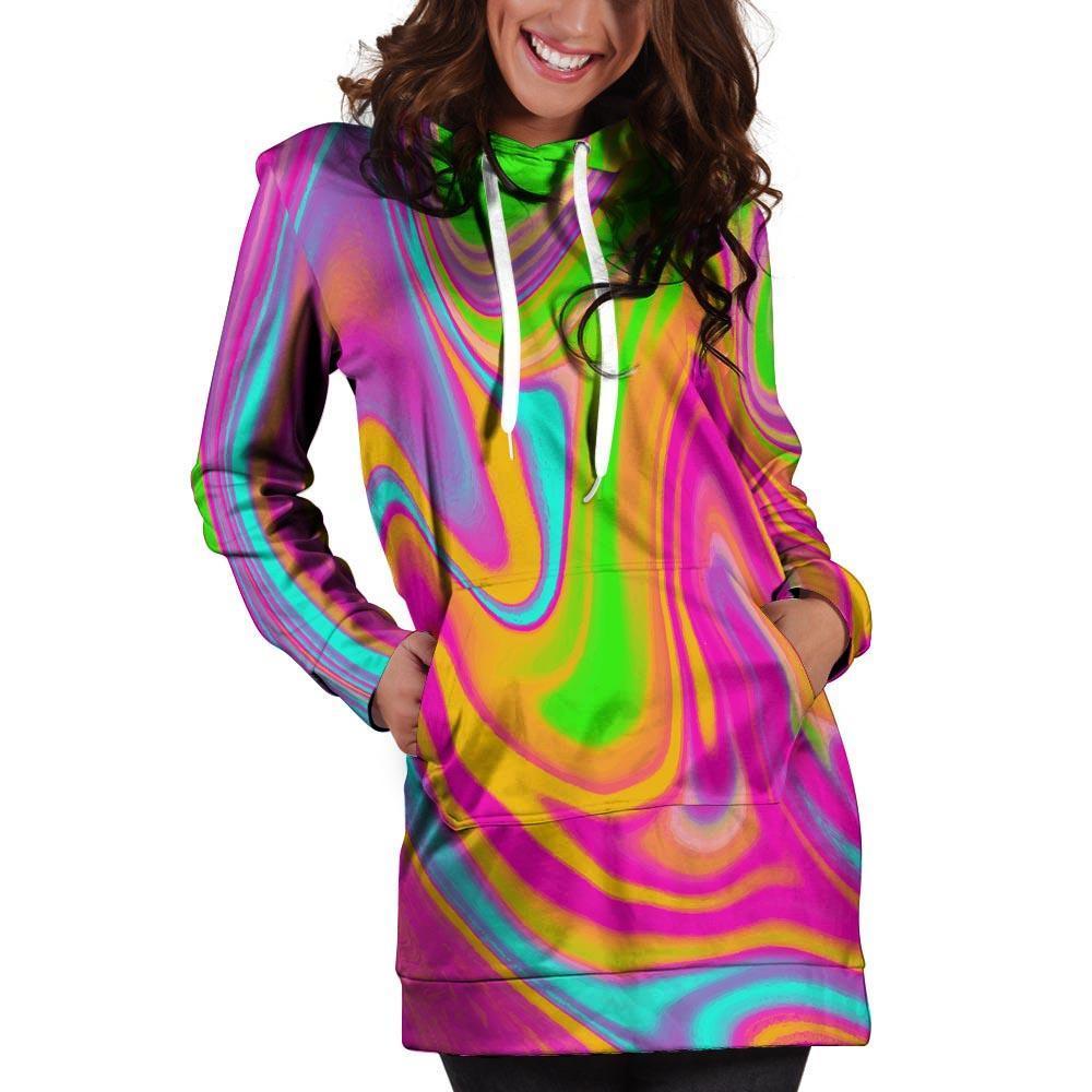 Colorful Abstract Paint Hoodie Dress-grizzshop