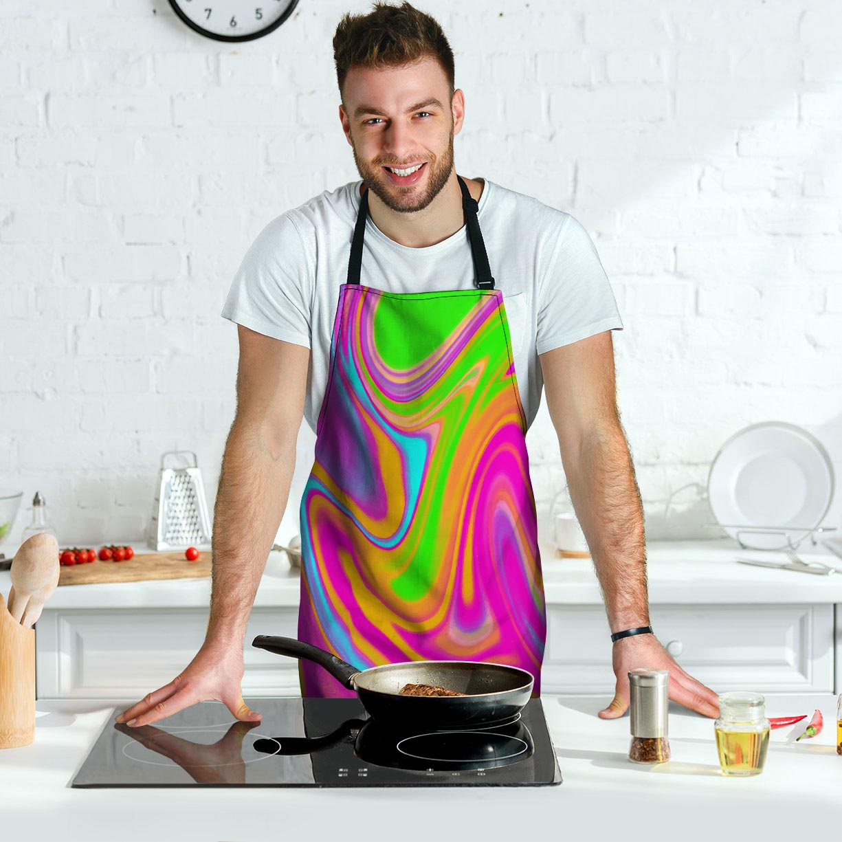 Colorful Abstract Paint Men's Apron-grizzshop