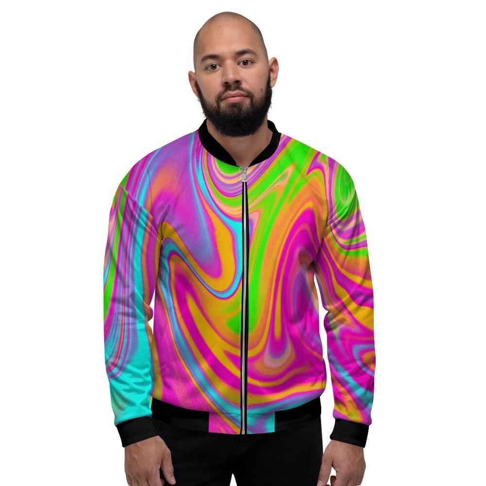 Colorful Abstract Paint Men's Bomber Jacket-grizzshop