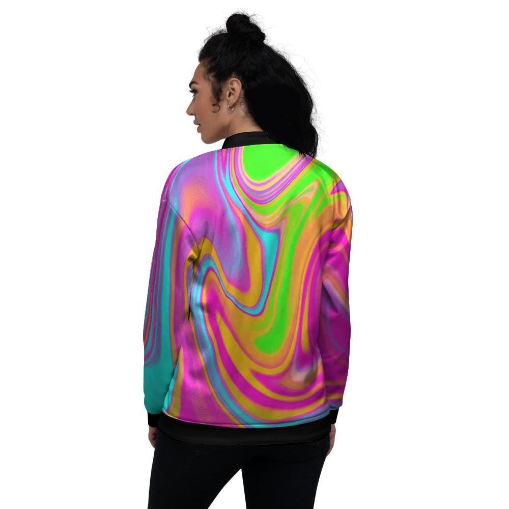 Colorful Abstract Paint Women's Bomber Jacket-grizzshop