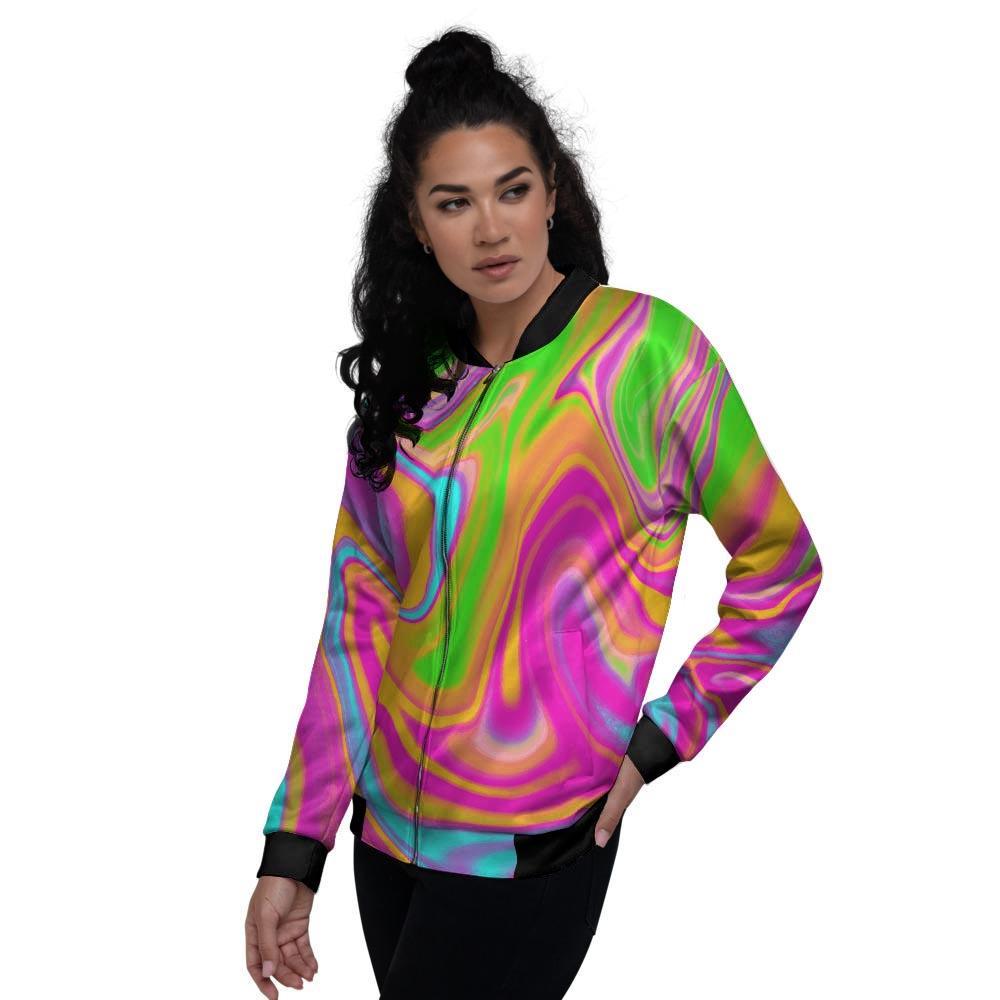 Colorful Abstract Paint Women's Bomber Jacket-grizzshop