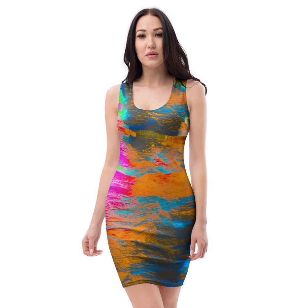 Colorful Abstract Tie Dye Bodycon Dress-grizzshop