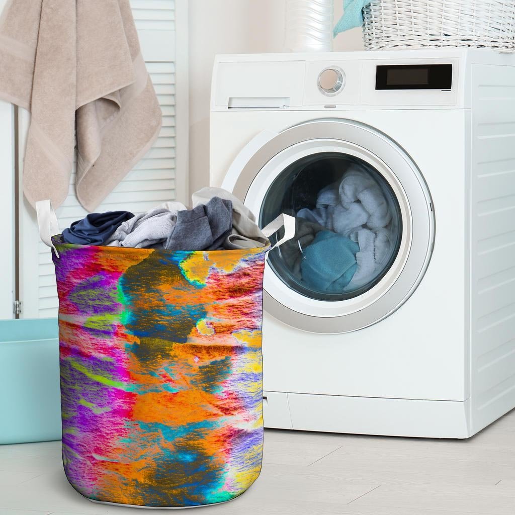 Colorful Abstract Tie Dye Laundry Basket-grizzshop