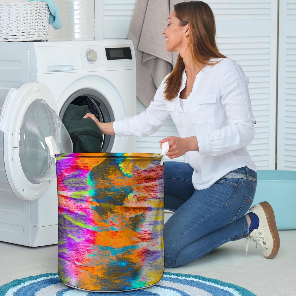 Colorful Abstract Tie Dye Laundry Basket-grizzshop