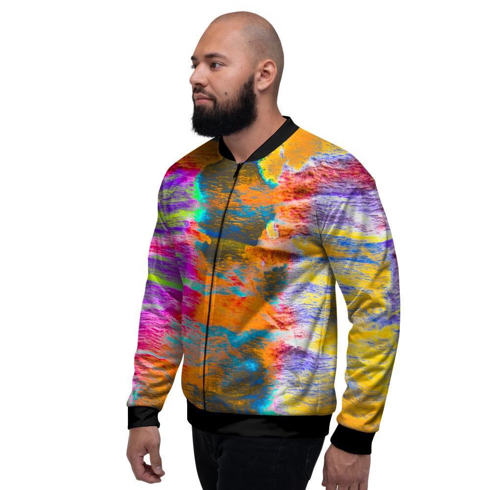 Colorful Abstract Tie Dye Men's Bomber Jacket-grizzshop