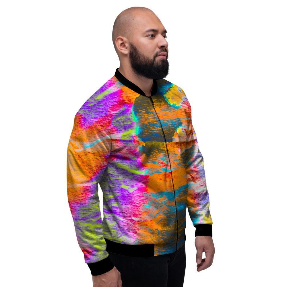 Colorful Abstract Tie Dye Men's Bomber Jacket-grizzshop