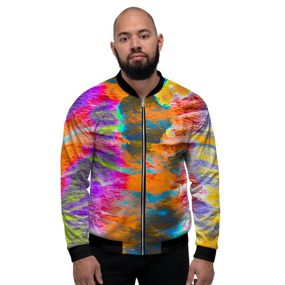 Colorful Abstract Tie Dye Men's Bomber Jacket-grizzshop