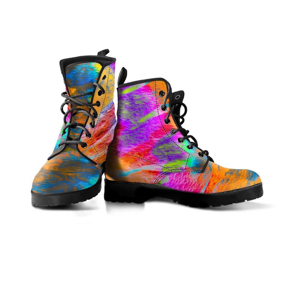 Colorful Abstract Tie Dye Men's Boots-grizzshop