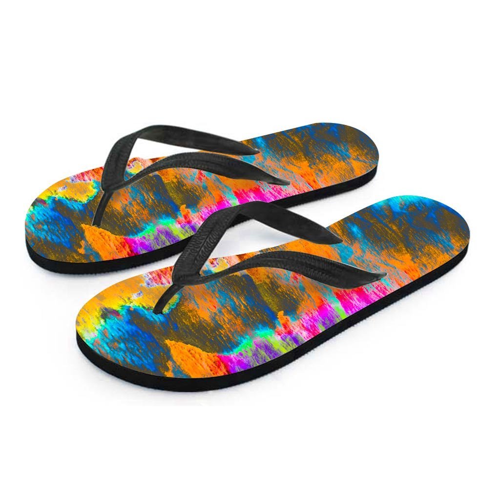 Colorful Abstract Tie Dye Men's Flip Flops-grizzshop