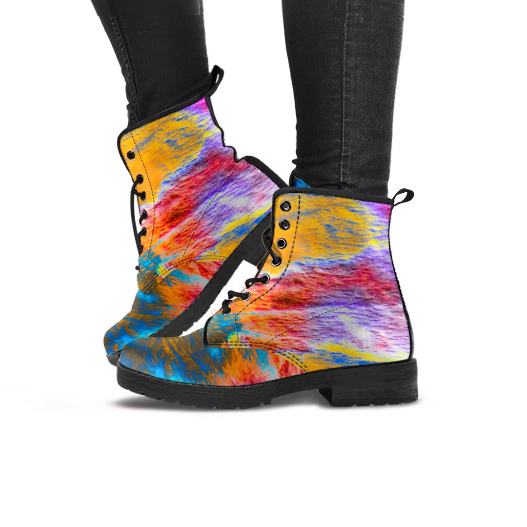 Colorful Abstract Tie Dye Women's Boots-grizzshop
