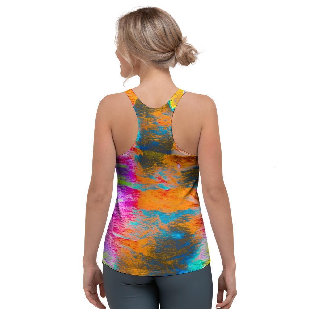 Colorful Abstract Tie Dye Women's Racerback Tank Top-grizzshop