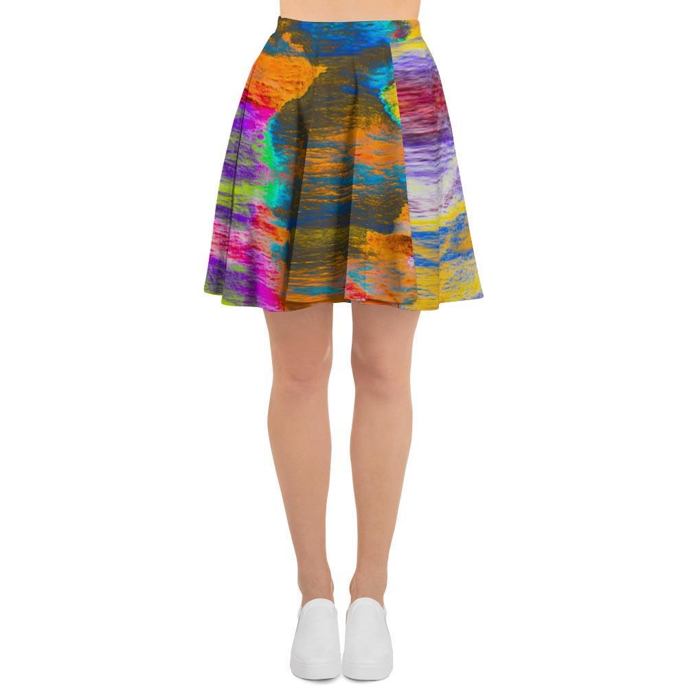 Colorful Abstract Tie Dye Women's Skirt-grizzshop