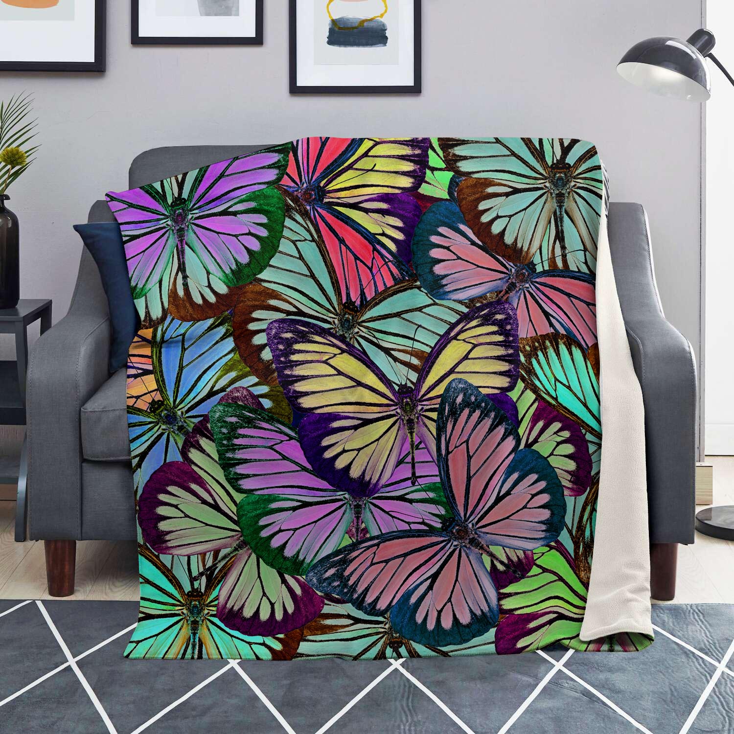 Colorful Butterfly Print Blanket-grizzshop