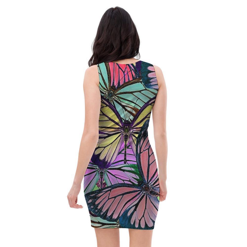 Colorful Butterfly Print Bodycon Dress-grizzshop