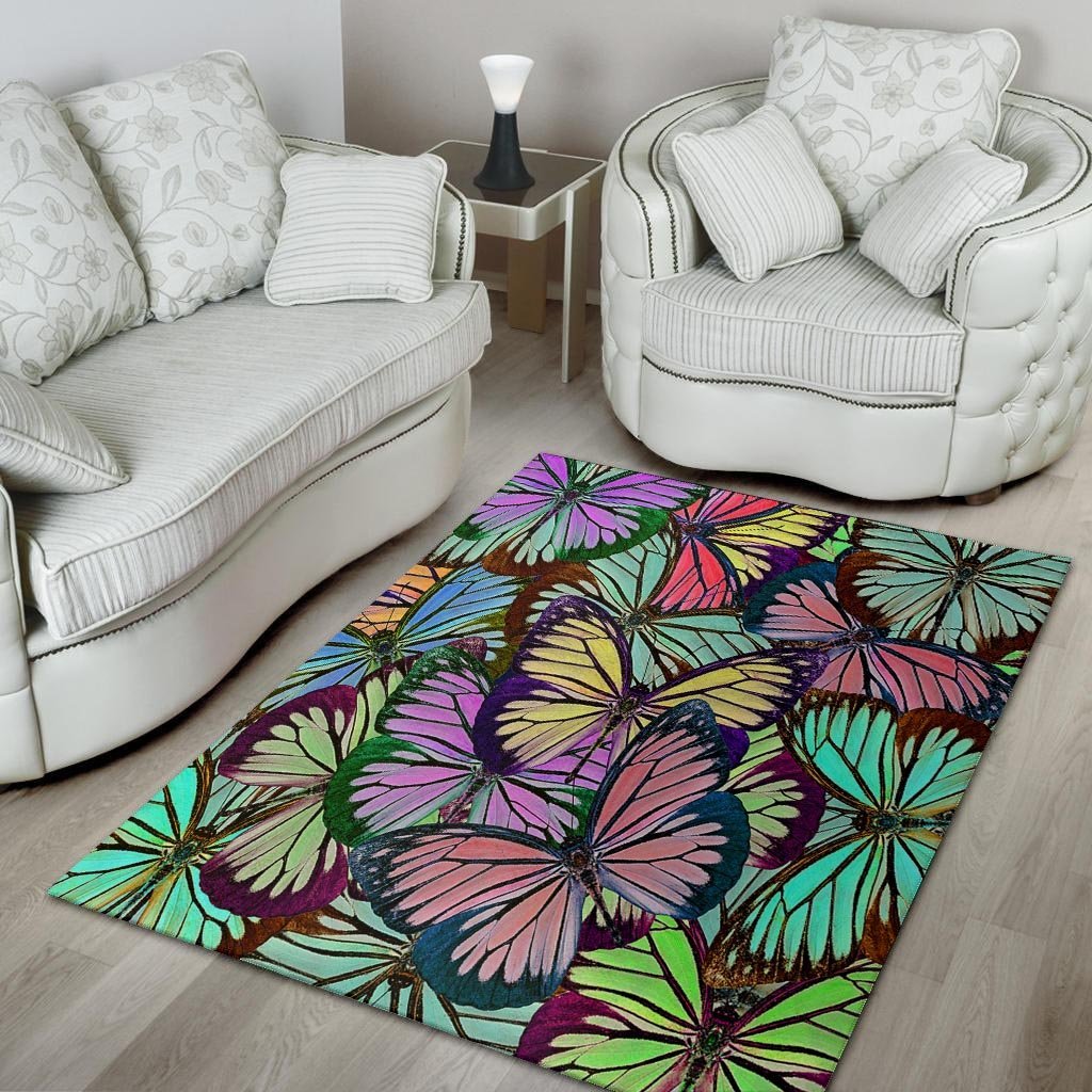Colorful Butterfly Print Floor Mat-grizzshop