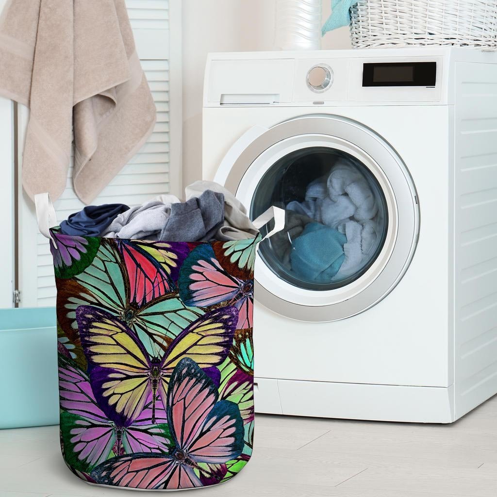 Colorful Butterfly Print Laundry Basket-grizzshop