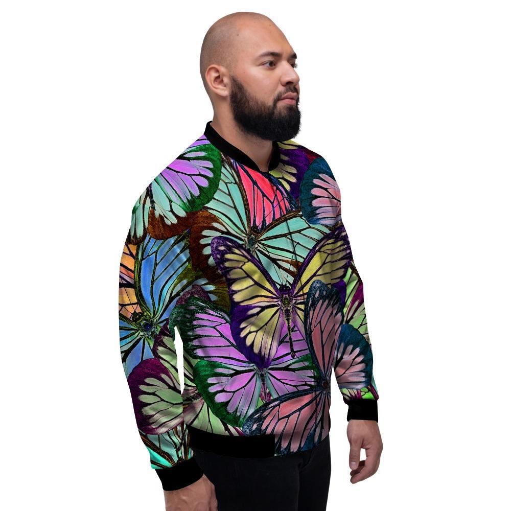 Colorful Butterfly Print Men's Bomber Jacket-grizzshop