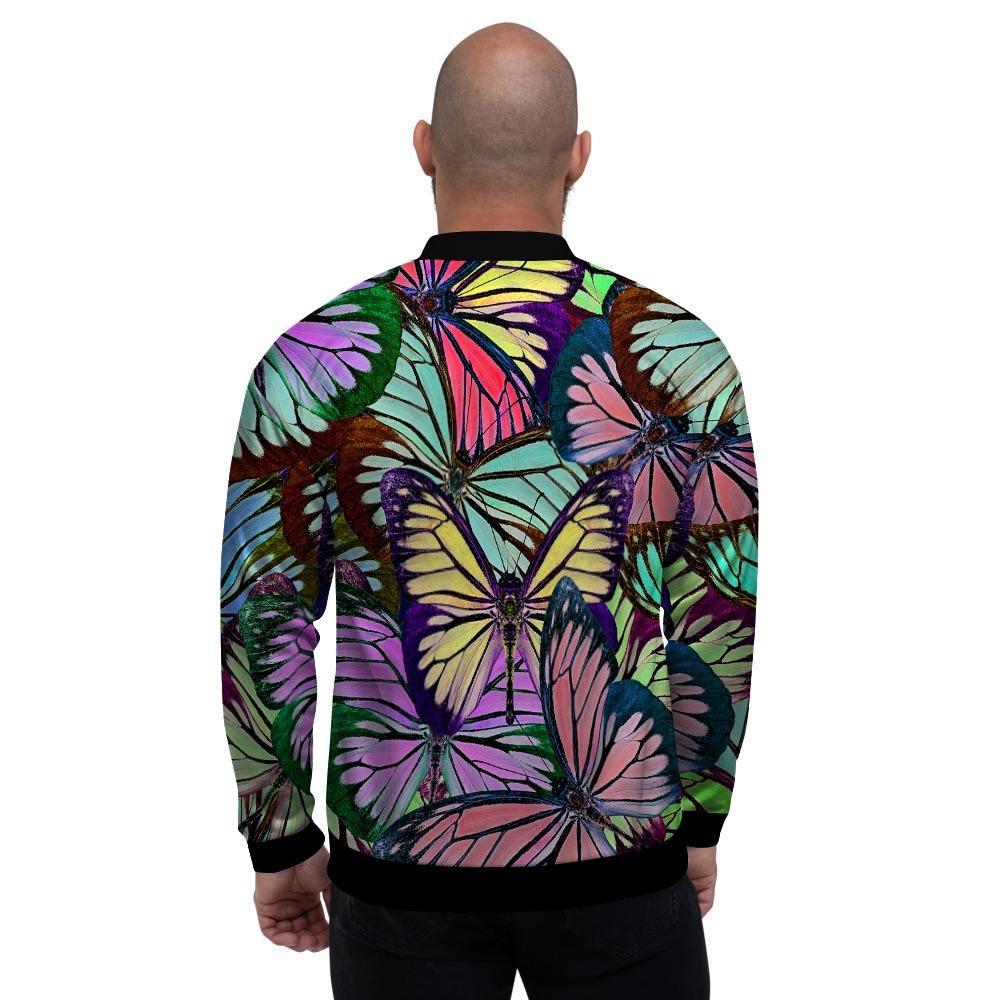 Colorful Butterfly Print Men's Bomber Jacket-grizzshop