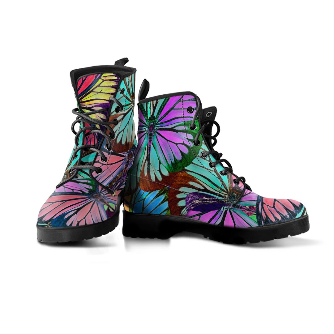 Colorful Butterfly Print Men's Boots-grizzshop