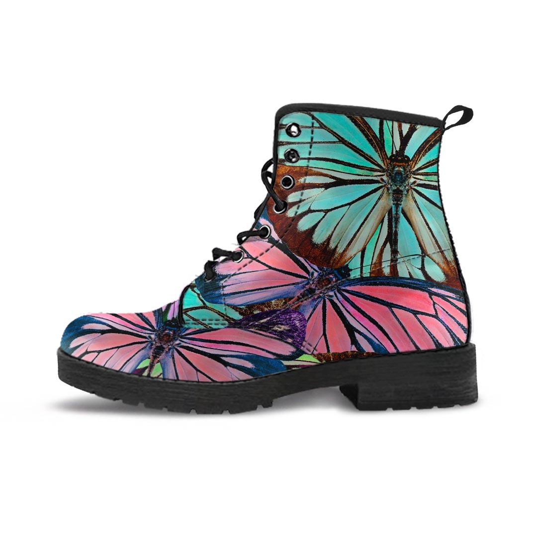 Colorful Butterfly Print Men's Boots-grizzshop