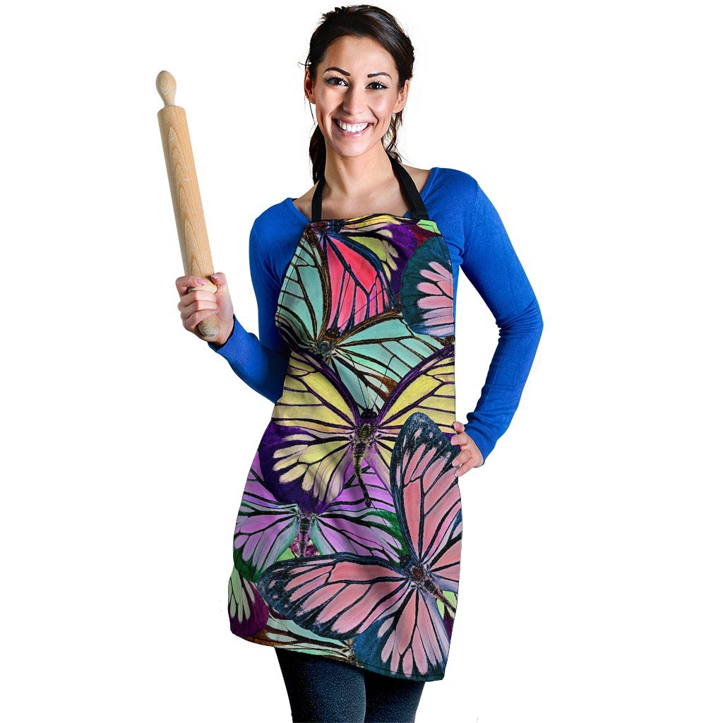 Colorful Butterfly Print Women's Apron-grizzshop