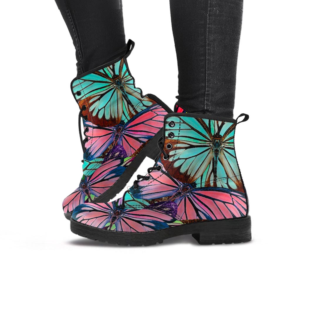 Colorful Butterfly Print Women's Boots-grizzshop