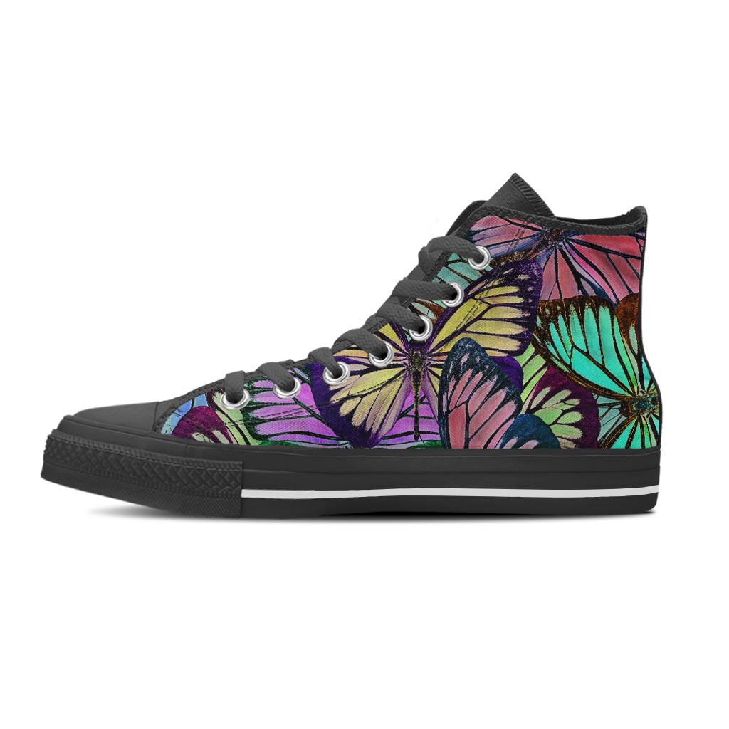 Colorful Butterfly Print Women's High Top Shoes-grizzshop