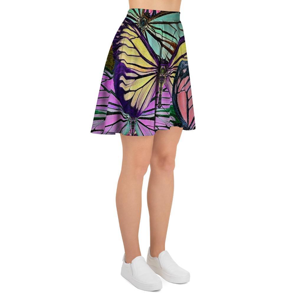 Colorful Butterfly Print Women's Skirt-grizzshop