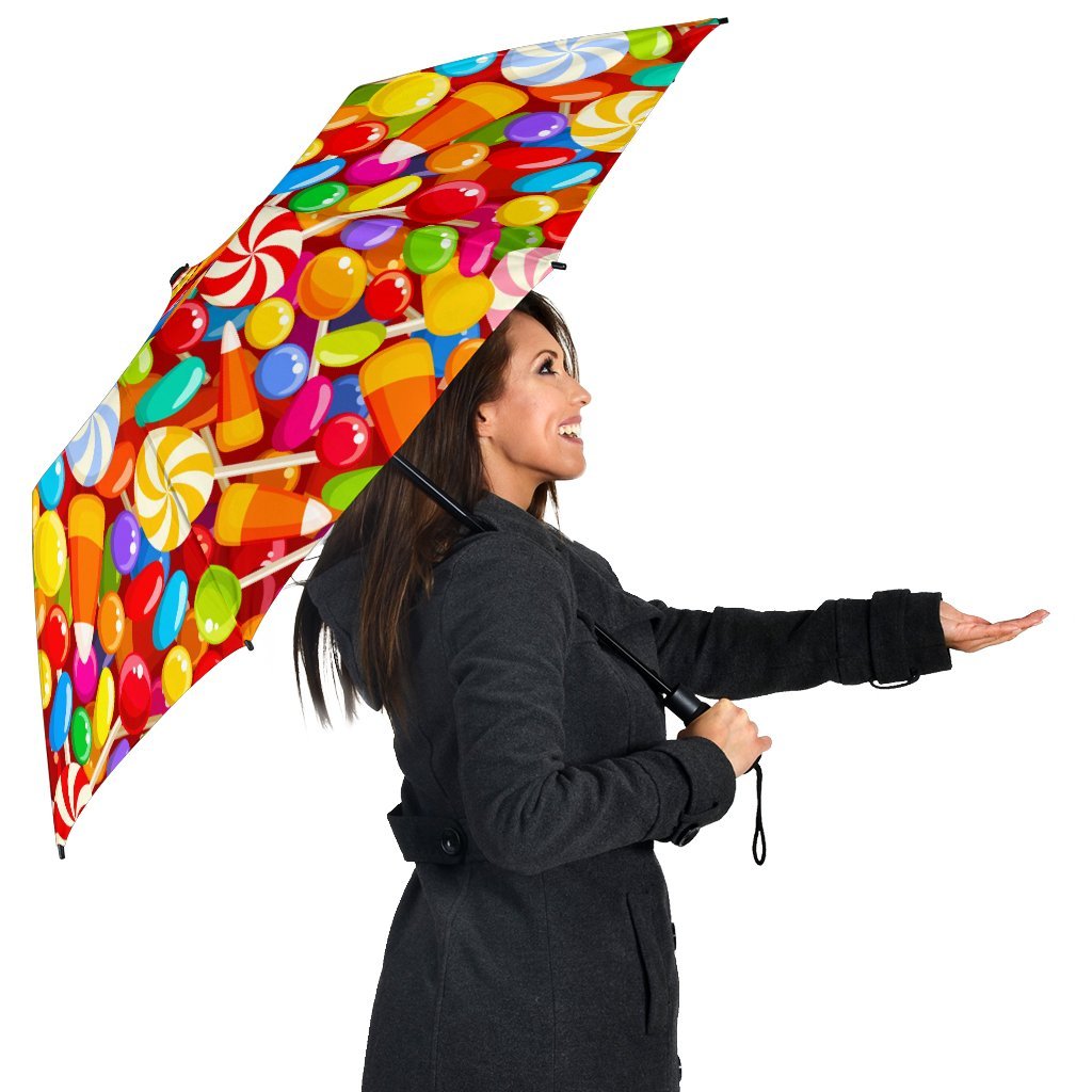 Colorful Candy Pattern Print Automatic Foldable Umbrella-grizzshop