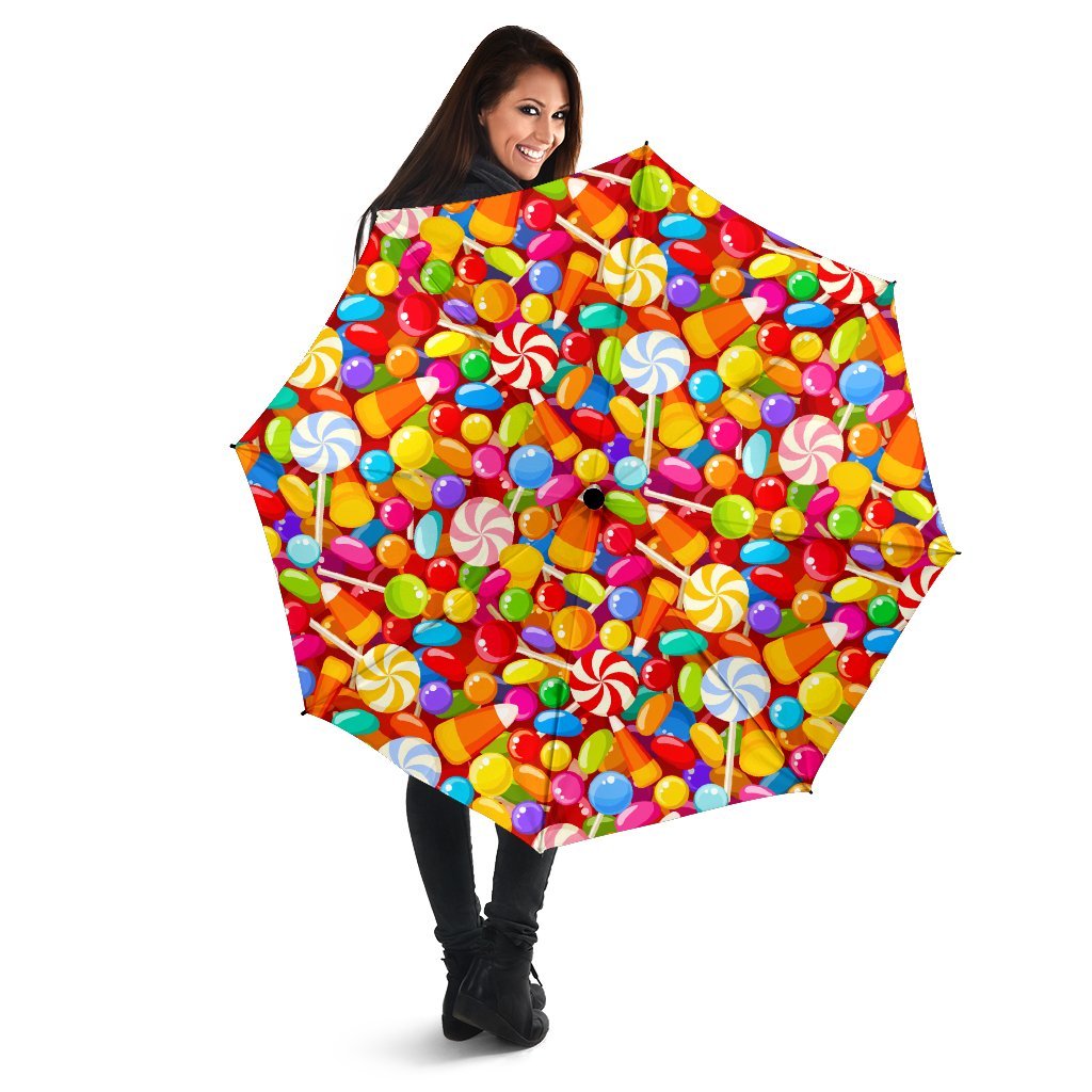 Colorful Candy Pattern Print Automatic Foldable Umbrella-grizzshop