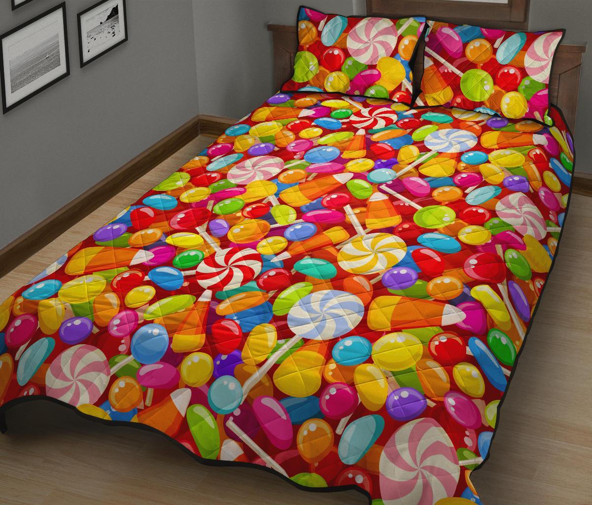 Colorful Candy Pattern Print Bed Set Quilt-grizzshop