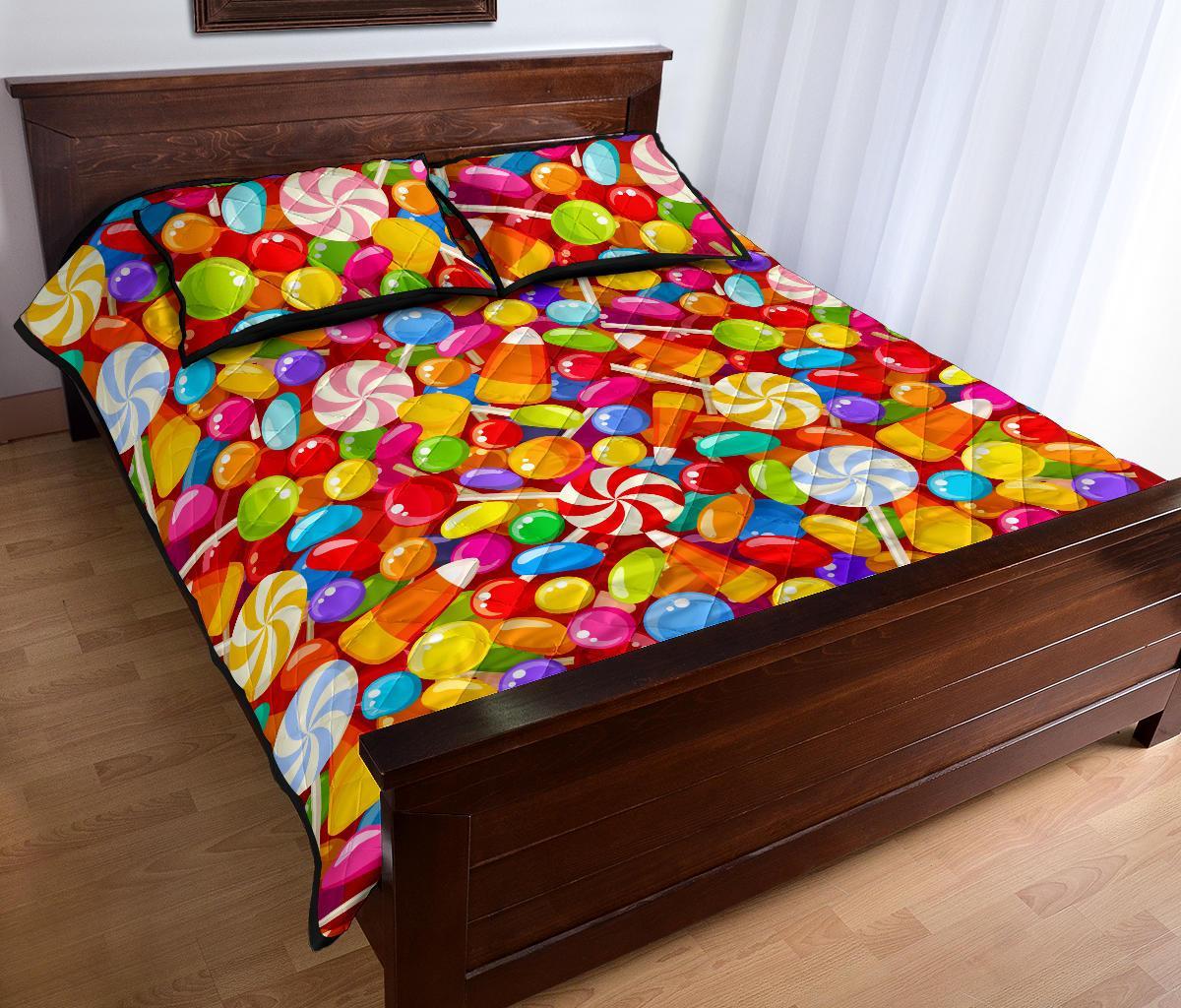 Colorful Candy Pattern Print Bed Set Quilt-grizzshop