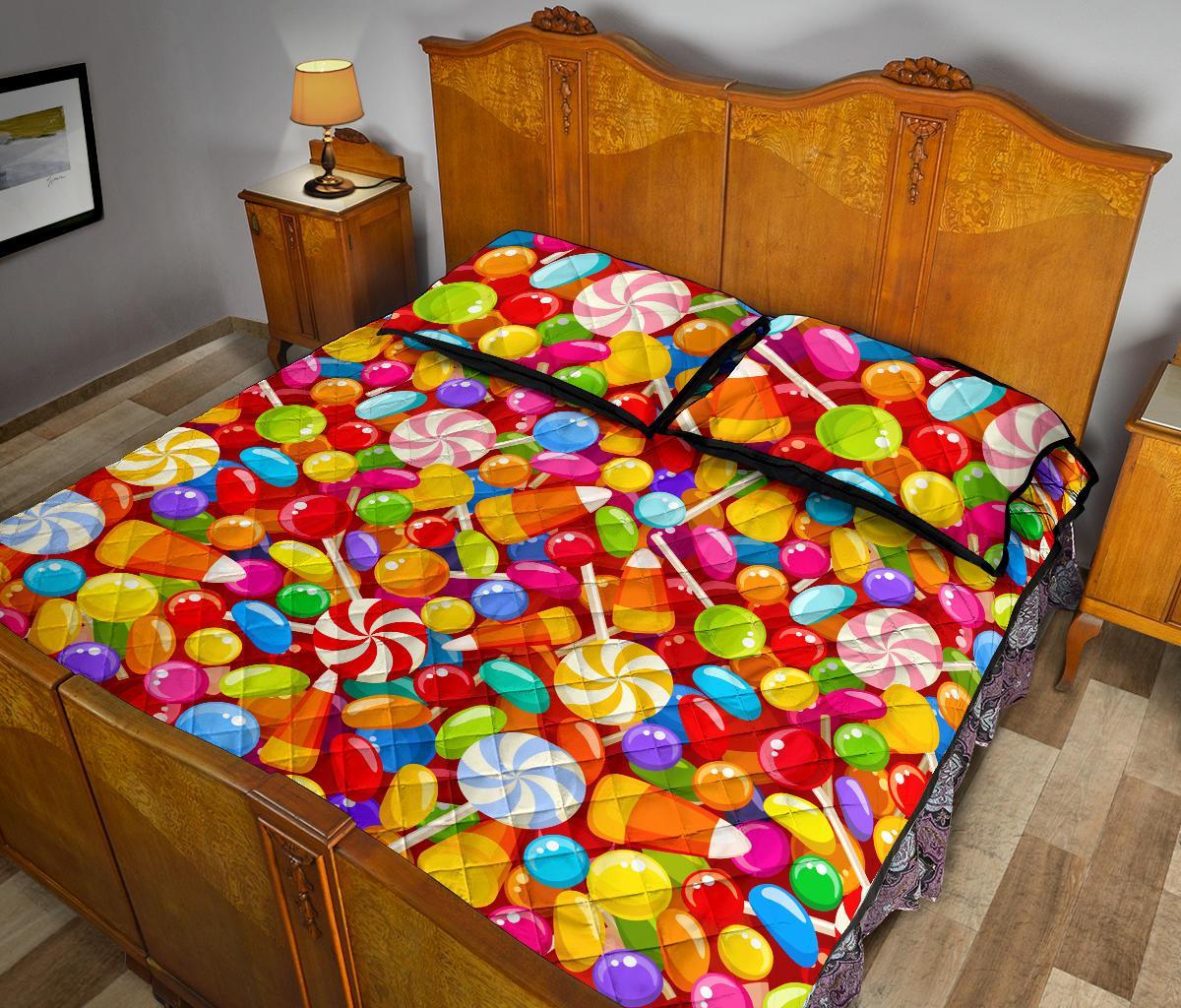 Colorful Candy Pattern Print Bed Set Quilt-grizzshop