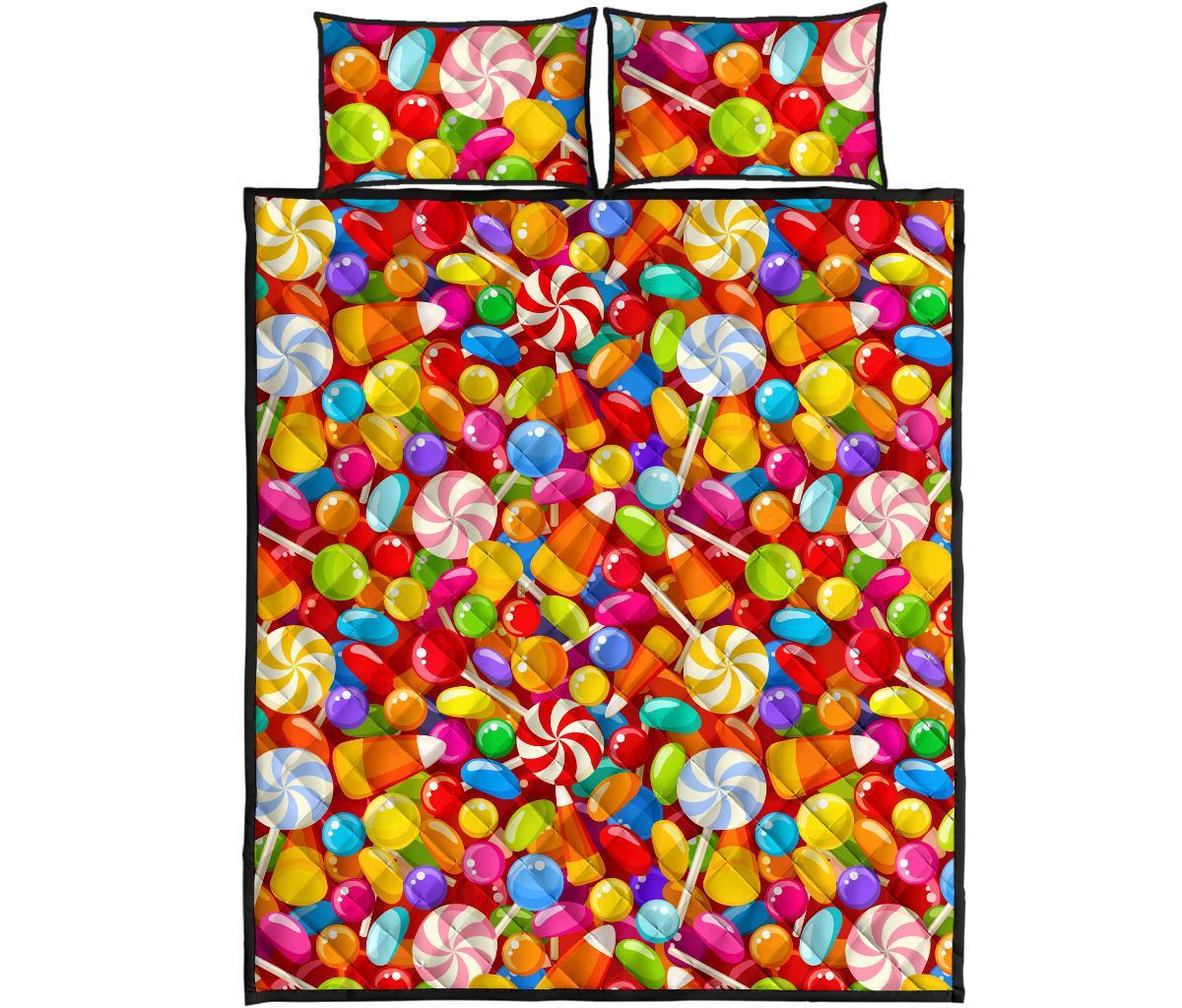 Colorful Candy Pattern Print Bed Set Quilt-grizzshop
