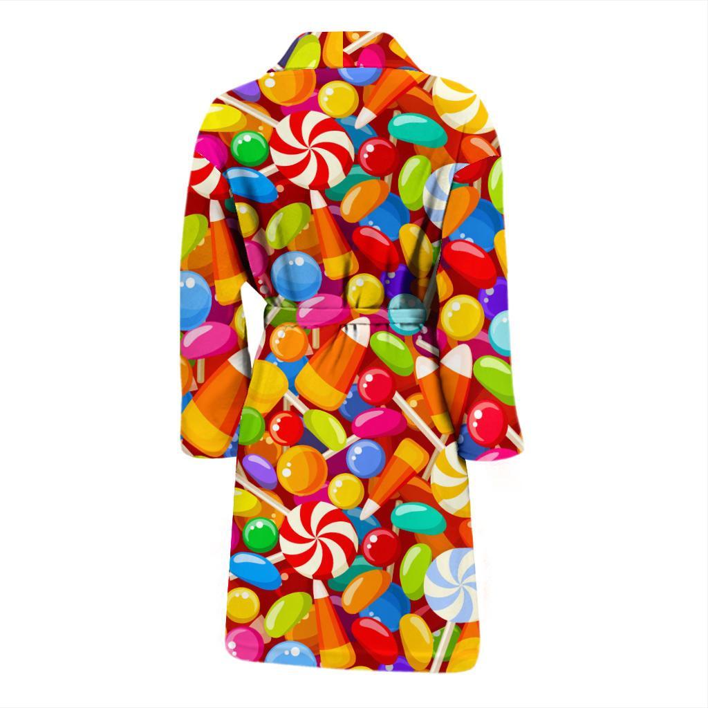 Colorful Candy Pattern Print Men Long Robe-grizzshop