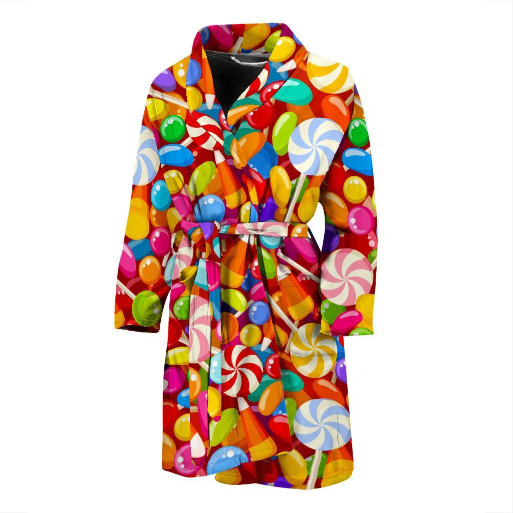 Colorful Candy Pattern Print Men Long Robe-grizzshop