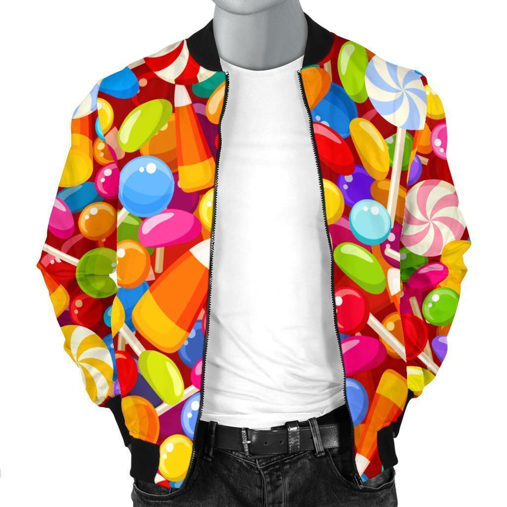 Colorful Candy Pattern Print Men's Bomber Jacket-grizzshop