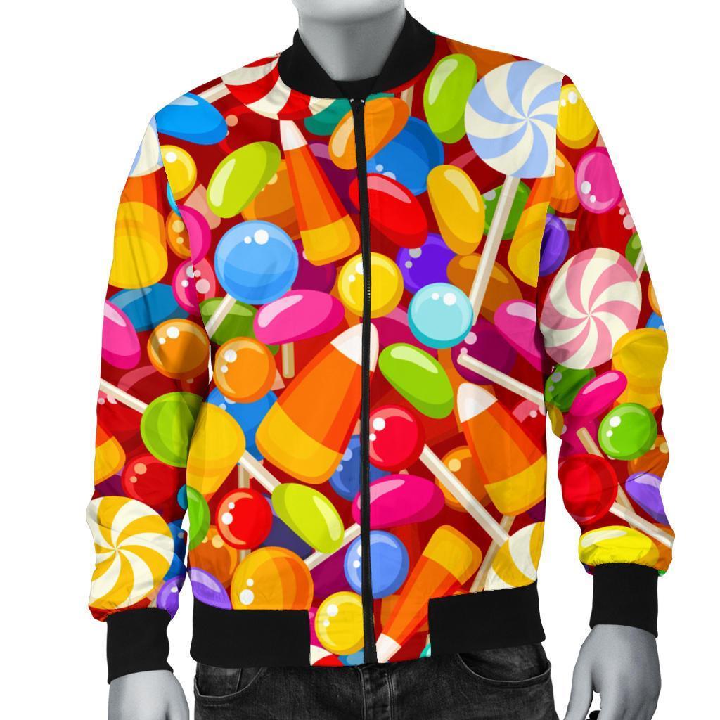 Colorful Candy Pattern Print Men's Bomber Jacket-grizzshop