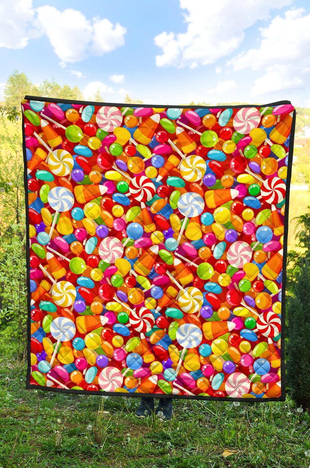 Colorful Candy Pattern Print Quilt-grizzshop