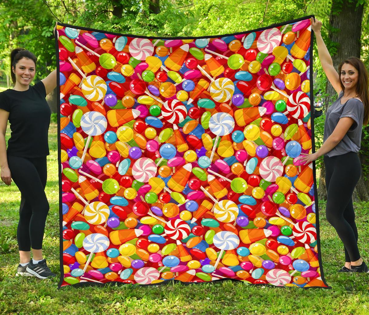 Colorful Candy Pattern Print Quilt-grizzshop