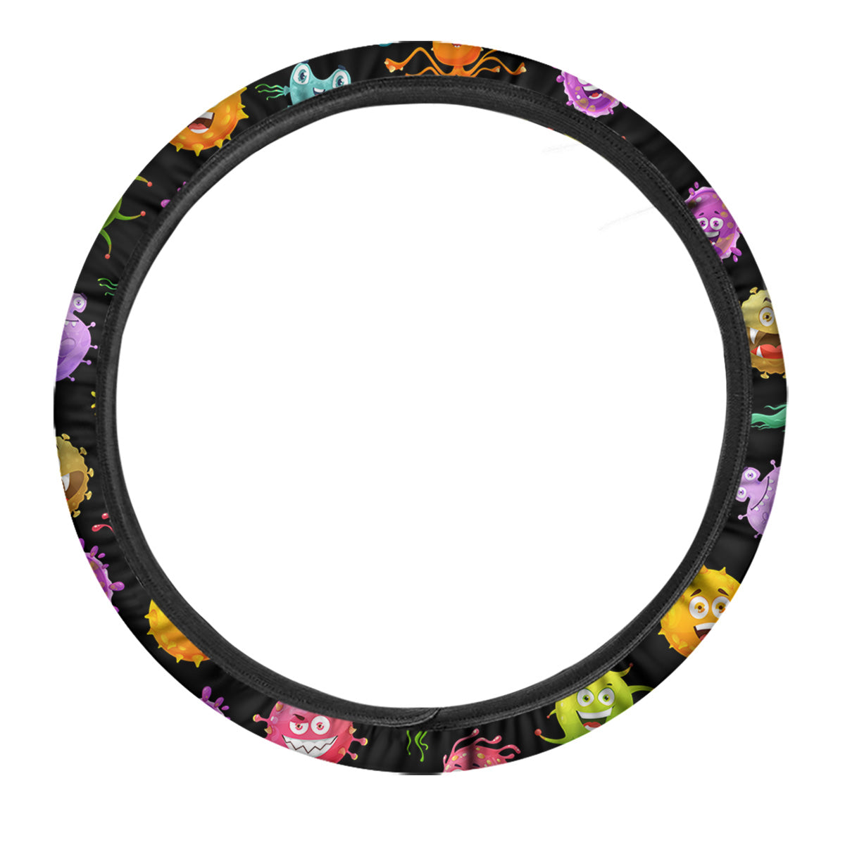 Colorful Cartoon Viruses Print Pattern Car Steering Wheel Cover-grizzshop