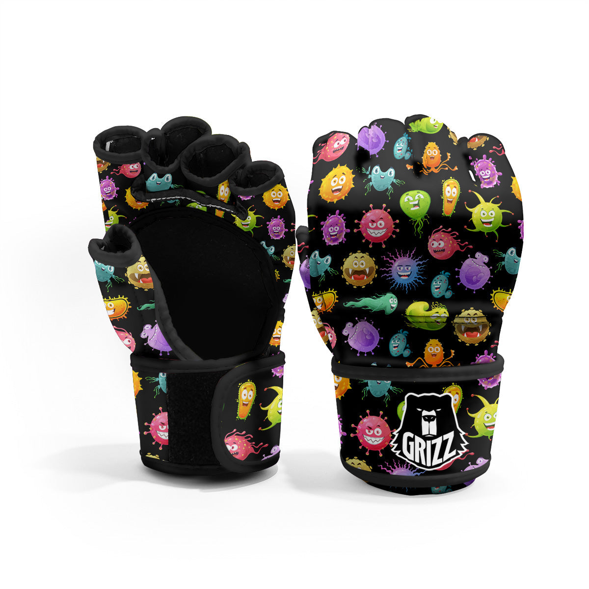 Colorful Cartoon Viruses Print Pattern MMA Gloves-grizzshop