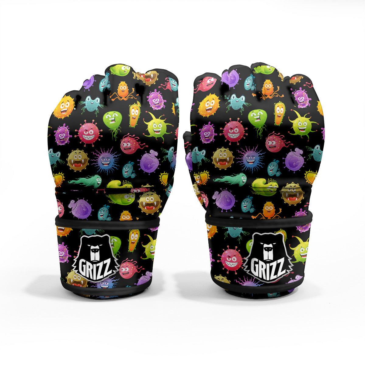 Colorful Cartoon Viruses Print Pattern MMA Gloves-grizzshop