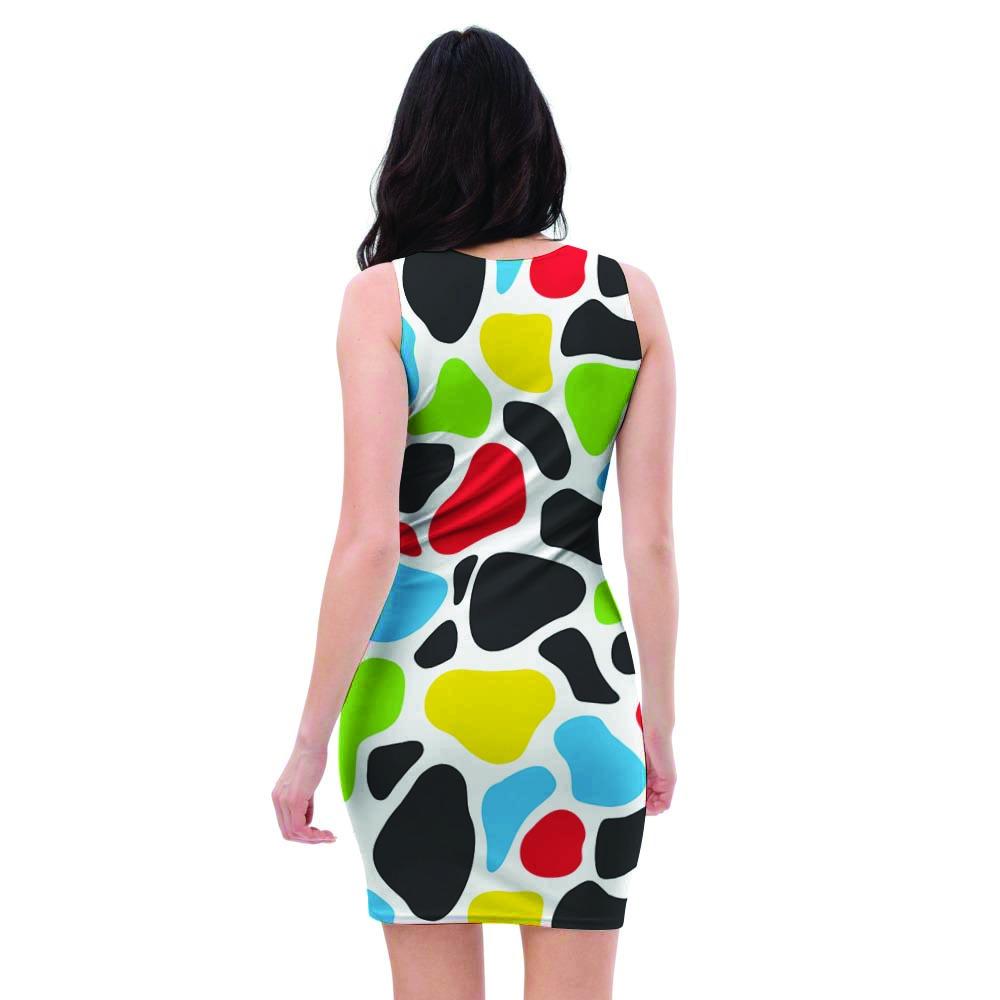 Colorful Cow Print Bodycon Dress-grizzshop