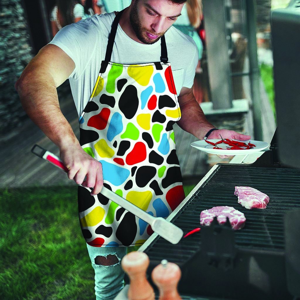 Colorful Cow Print Men's Apron-grizzshop