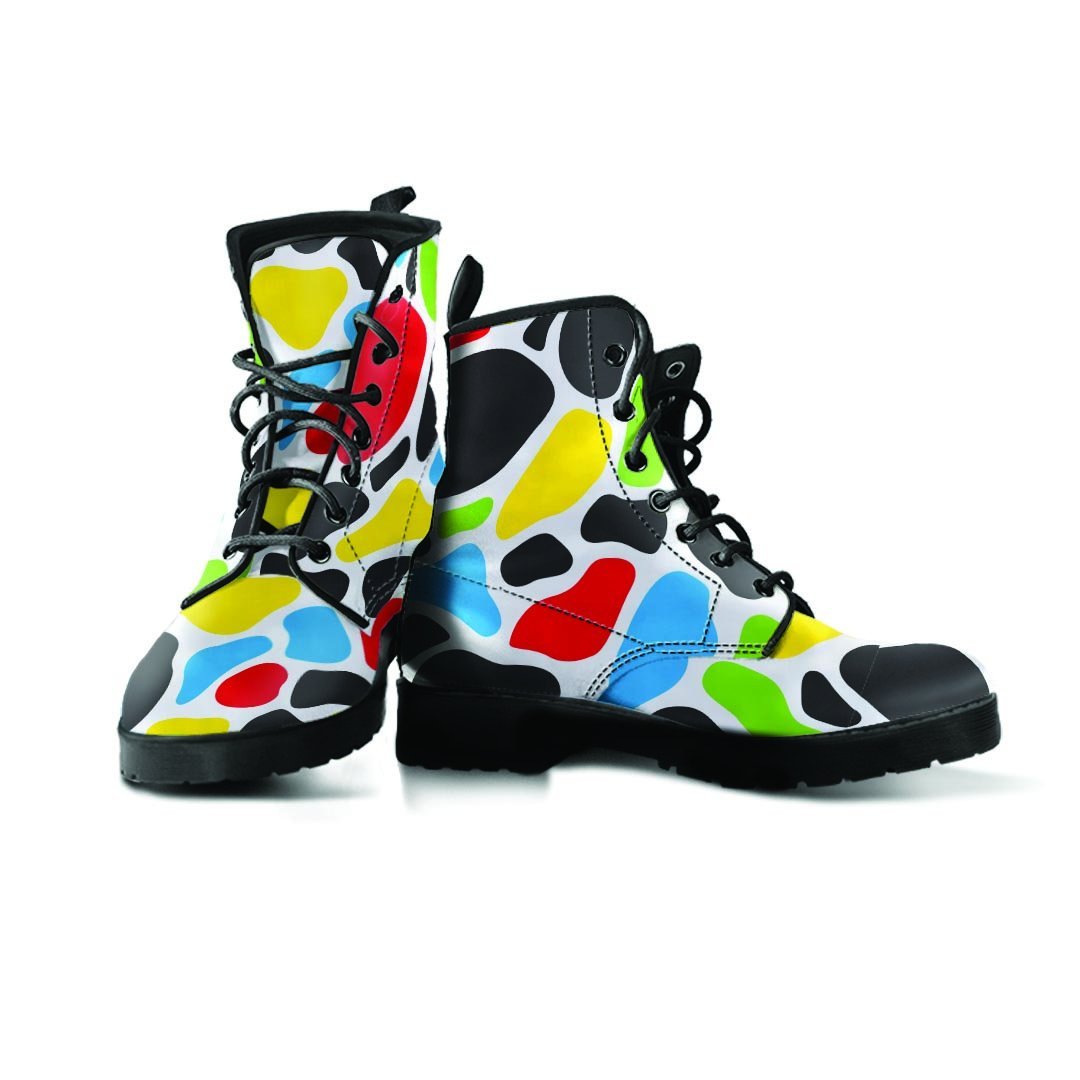 Colorful Cow Print Men's Boots-grizzshop